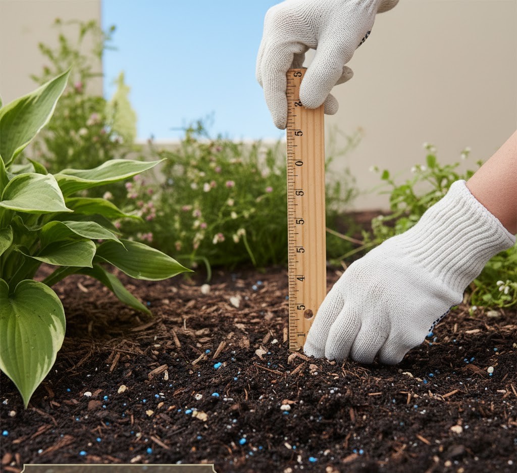Proper mulch depth measurement
