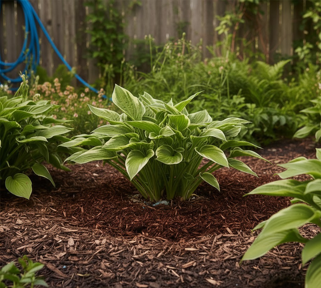 Mulch kept away from plant stems