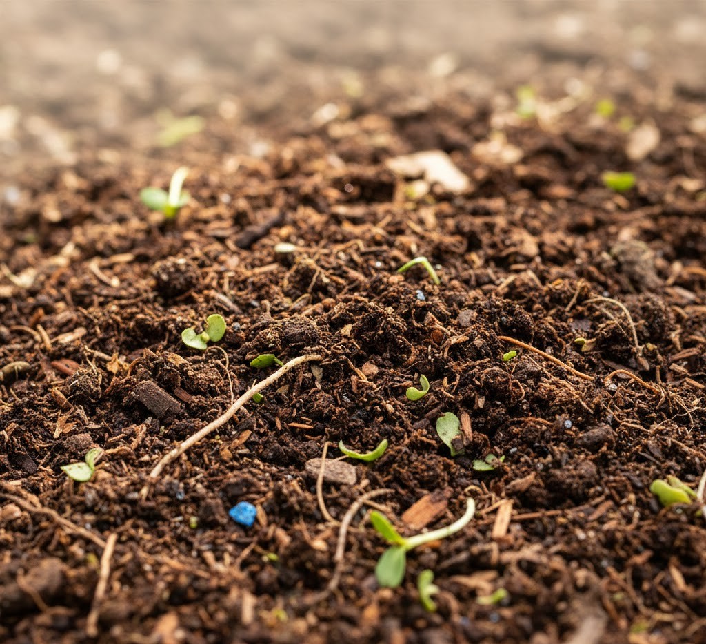 Healthy soil with organic mulch