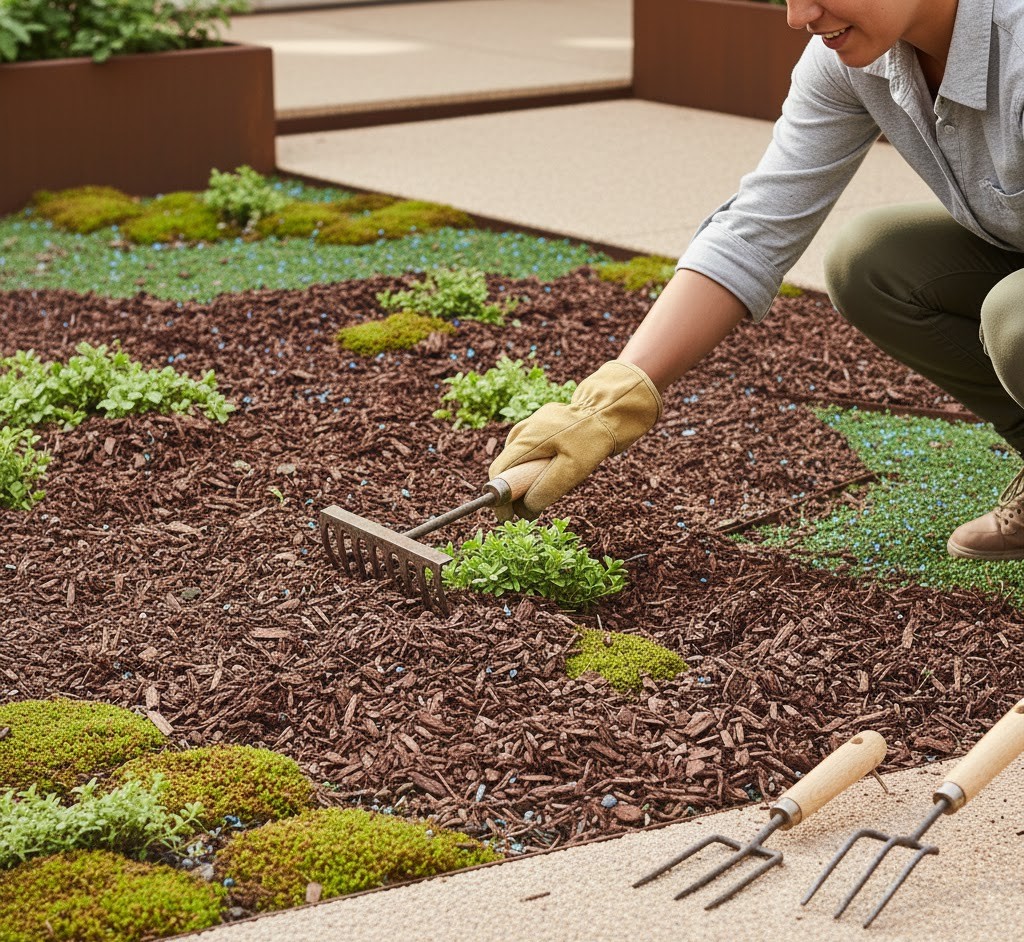 Spreading mulch evenly