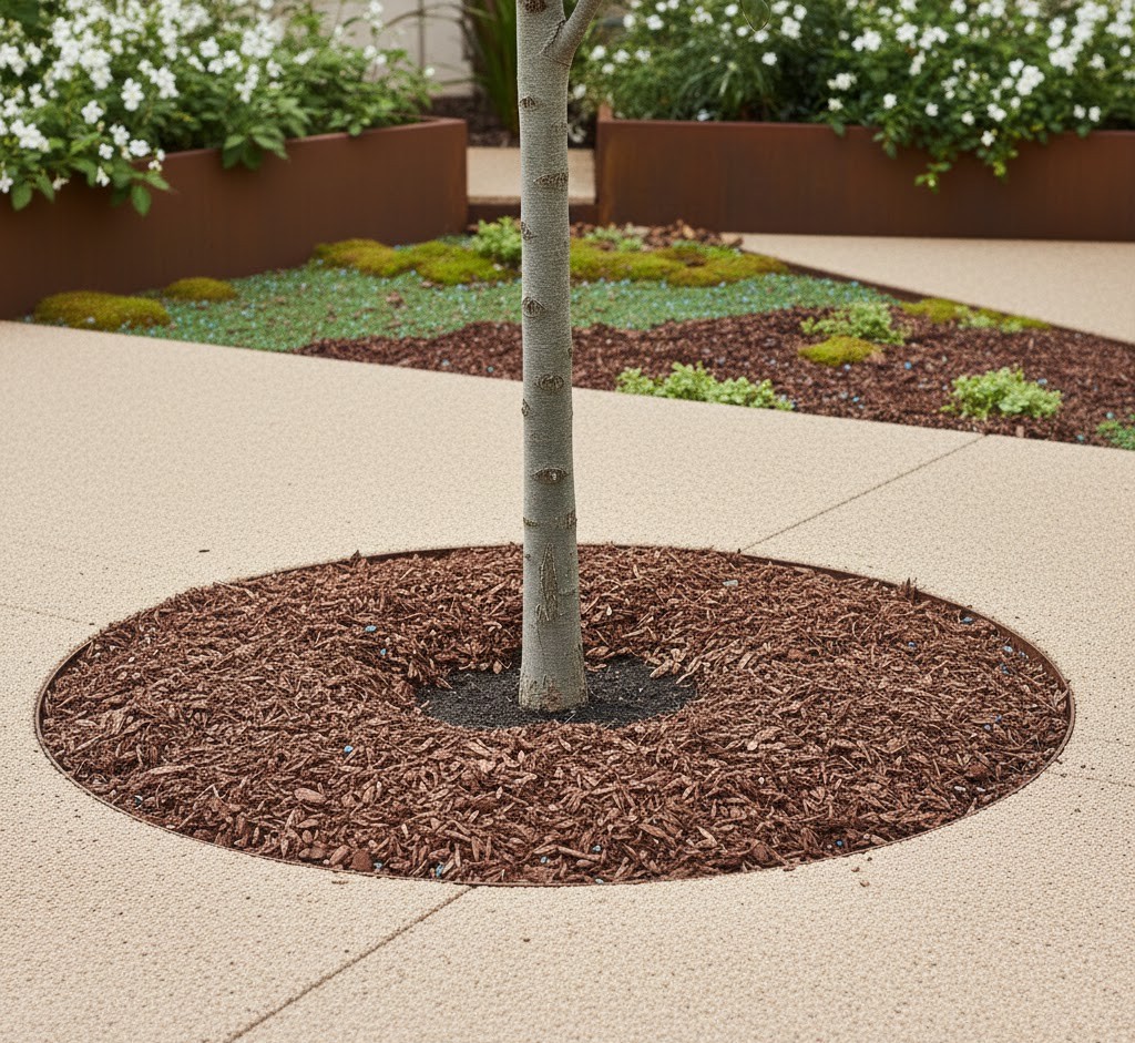 Mulch ring around tree