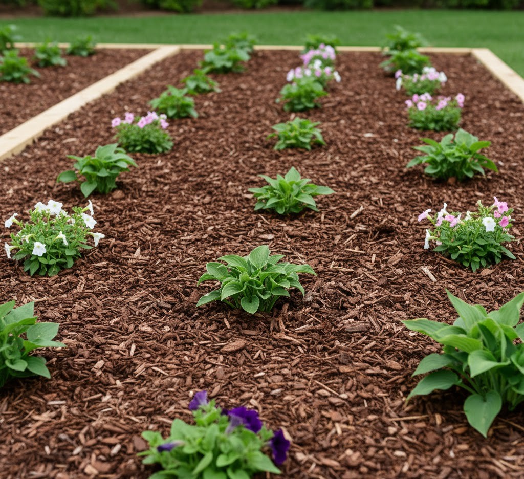 Mulched area with no weeds